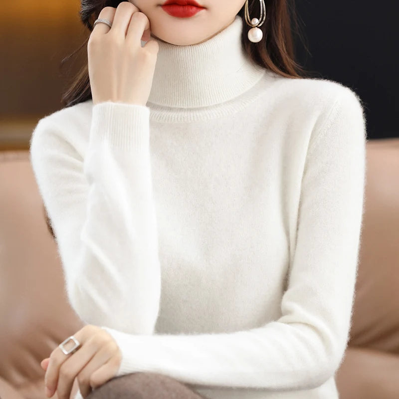 Женские кашемировые свитера с длинными рукавами, свободные женские водолазки, модные пуловеры
