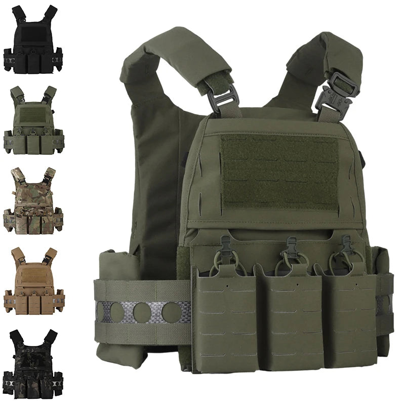 Tactical Vest Airsoft Plate Carrier Military Training Modular Molle System with Triple Magazine