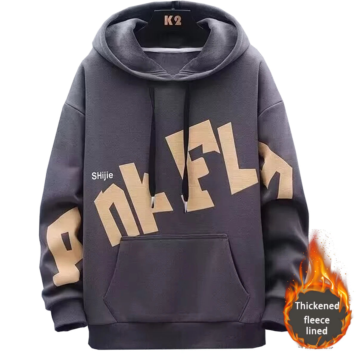 Men s Hooded Sweatshirt With Printed Pattern Thickened Fleece Hoodie Youth Autumn Winter Couple