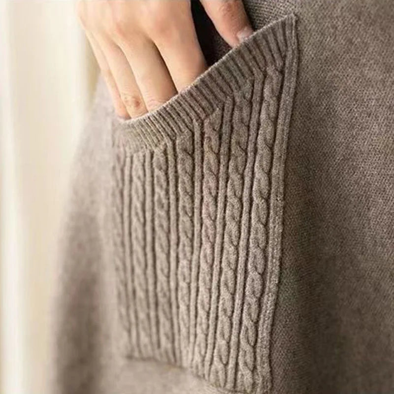 Biyaby Winter Dames Gebreide Midi Rokken Koreaanse Twee Zakken Katoenen Lange Rok