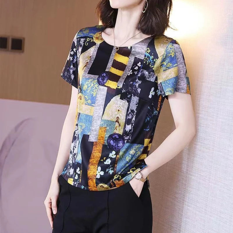 Dames T-shirt Zomer Korte Mouw Trui T-shirts Losse Dameskleding O-hals