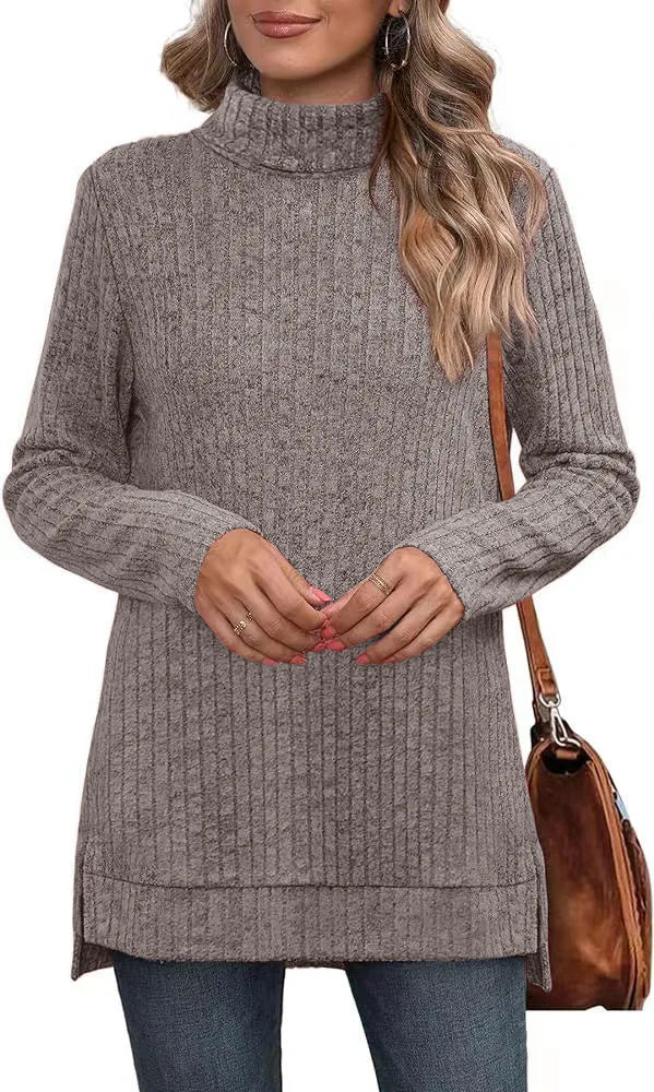Effen herfst dames oversized coltrui truien lange mouwen