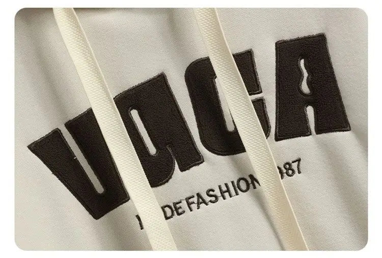 Men s Hoodie With Solid Color Printed Letters Double Layered Thick Hoodie Young People Autumn Winter