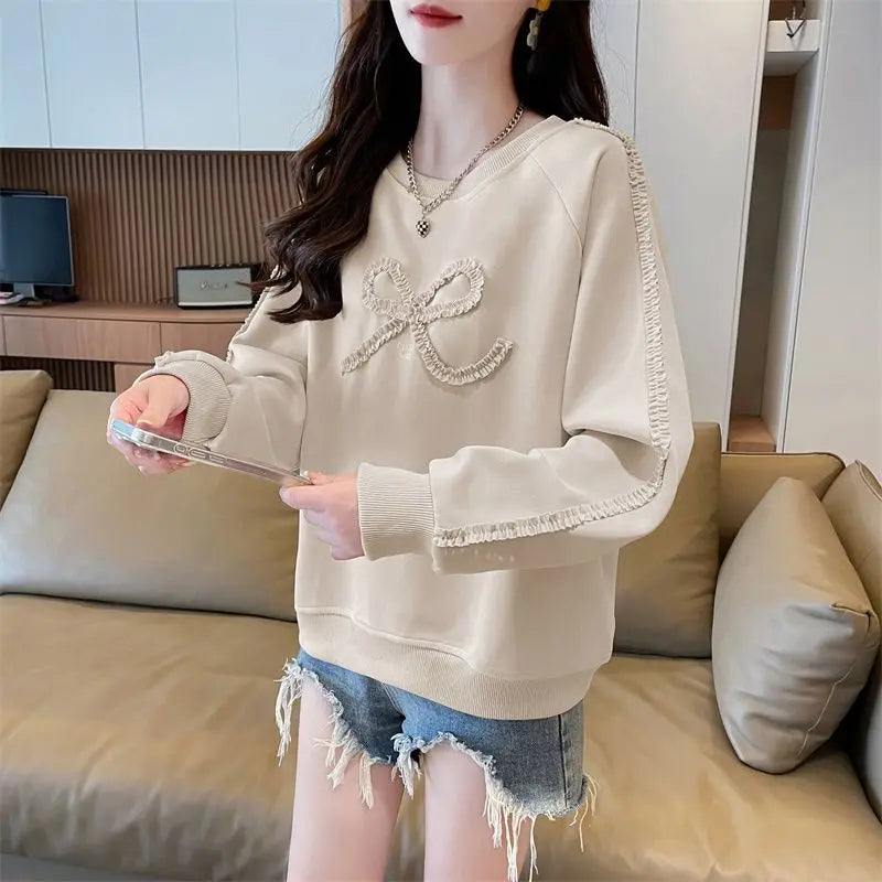 Dames Sweatshirt Los Groot Maat Ontwerp Eenvoudig Leeftijdsverminderend Afslankend Vleesbedekkende Trui Lang