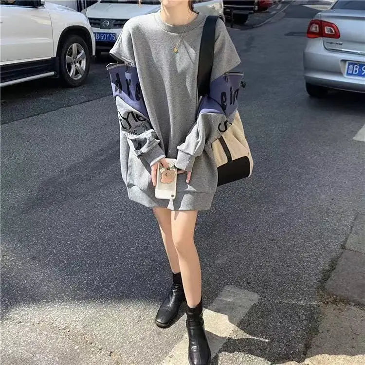 Autumn Fashion Korean Edition Design Sense Round Neck Pop Street Zipper Long Sleeve Panel Loose