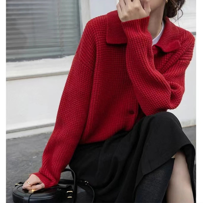 Heliar Dames Gebreide Cardigans Truien Streetwear Enkelrijs Lange Mouw