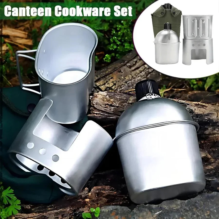 Outdoor Military Canteen Aluminum Alloy Canteen Multi Functional Water Bottle
