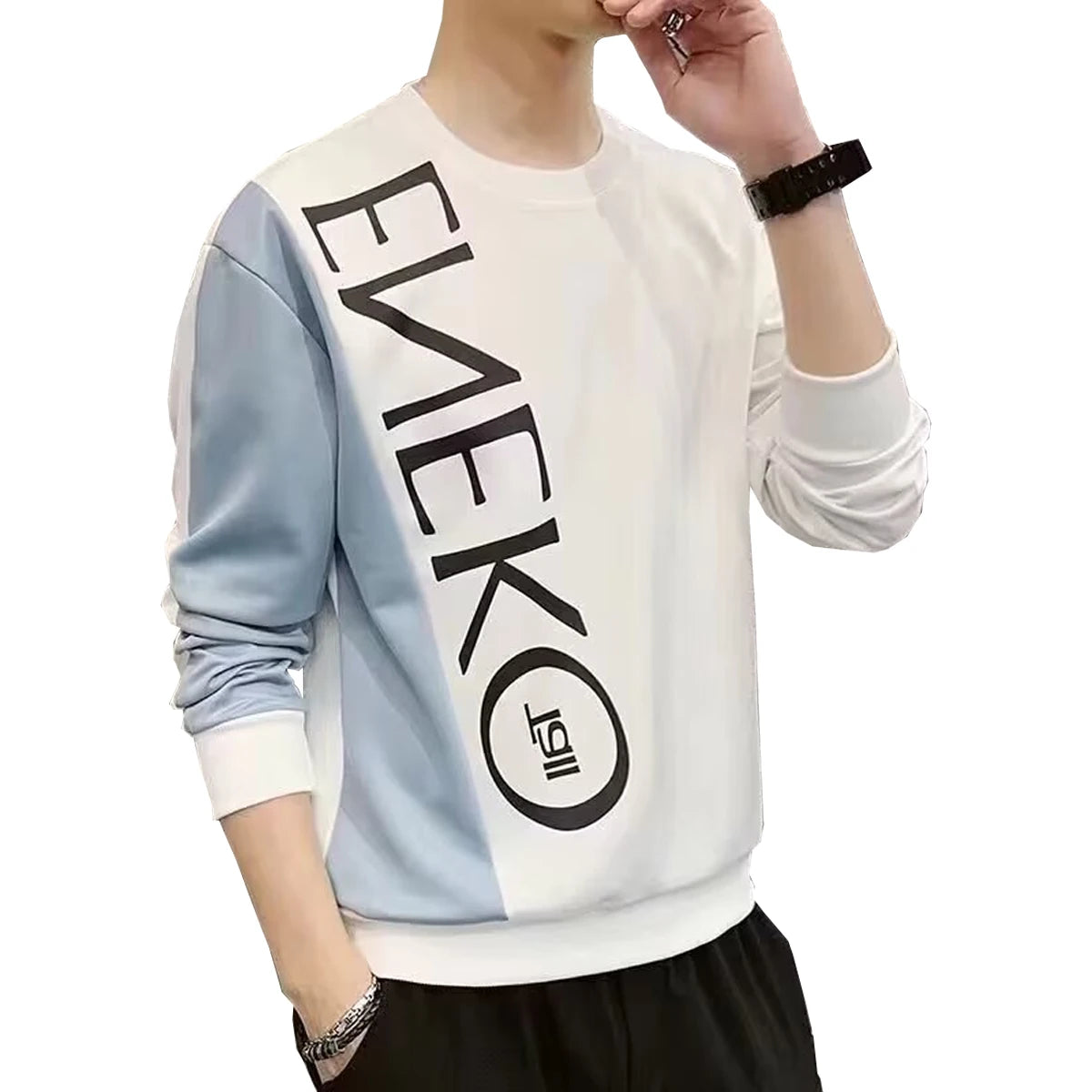 T shirt Men s Long Sleeved Round Neck With Letter Print Pattern Spring Autumn Suitable Shirt Couples