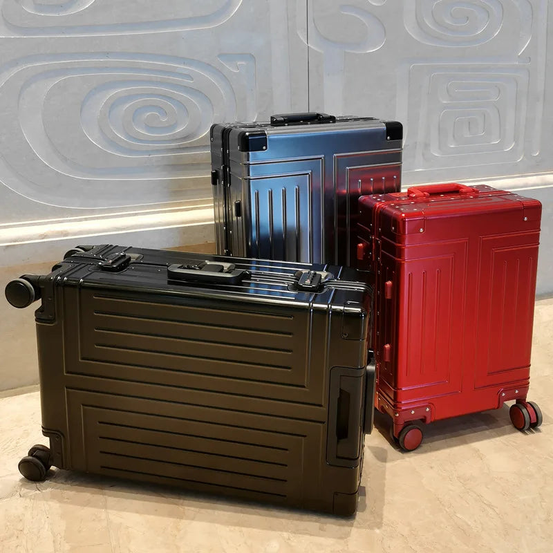 20 24 26 30 Inch Aluminum Trolley Suitcase Waterproof Metallic Cabin Luggage