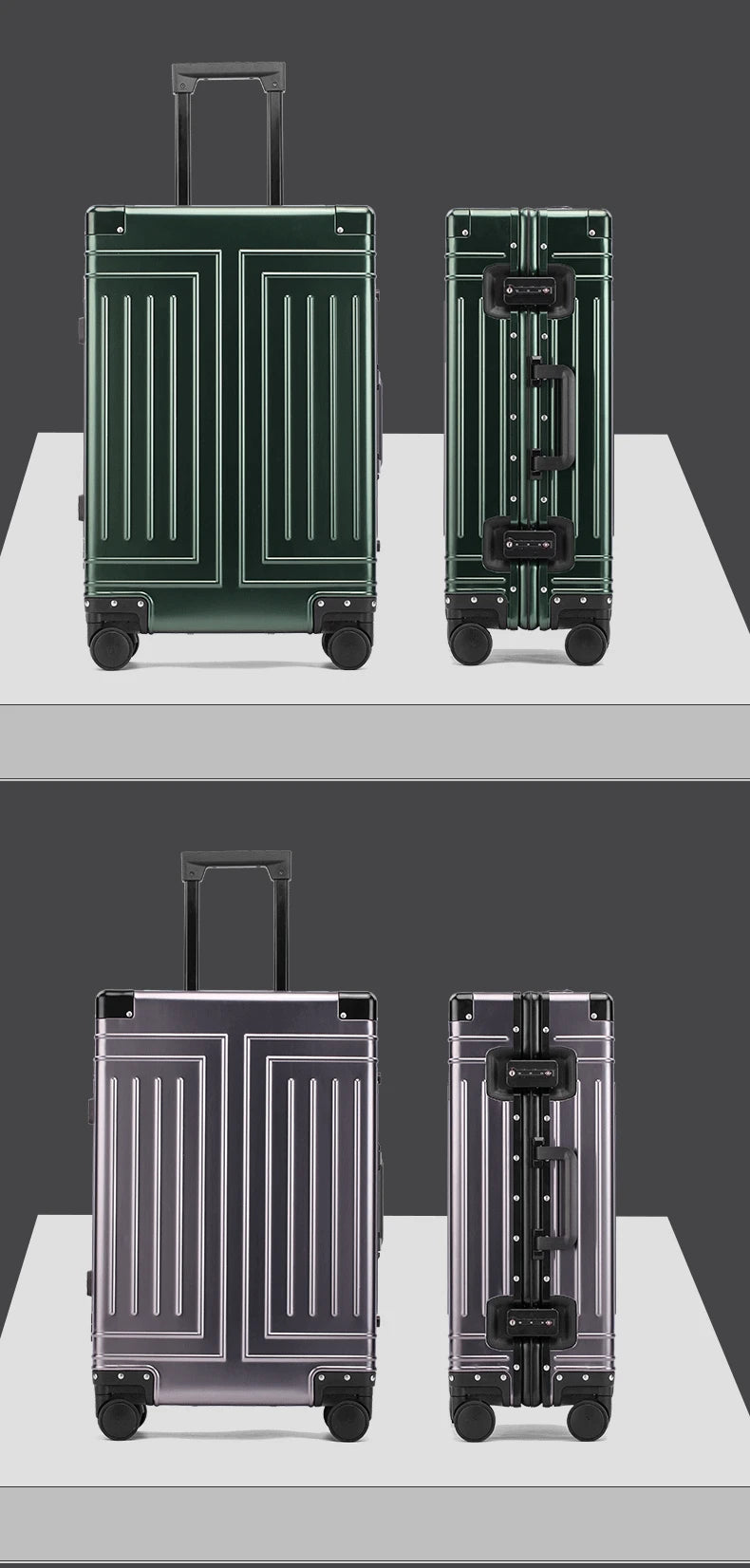 20 24 26 30 Inch Aluminum Trolley Suitcase Waterproof Metallic Cabin Luggage