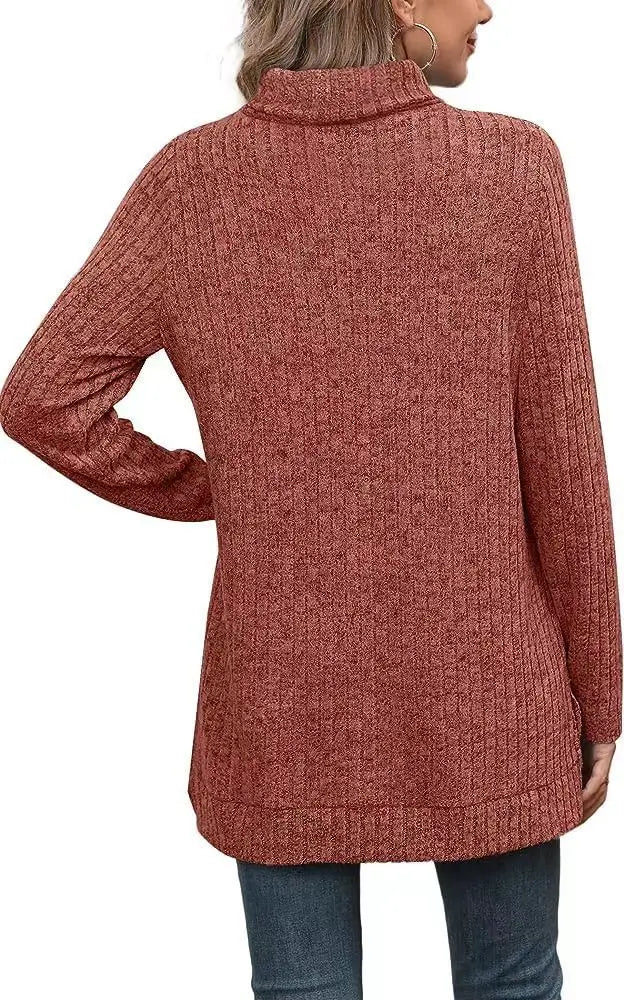 Effen herfst dames oversized coltrui truien lange mouwen
