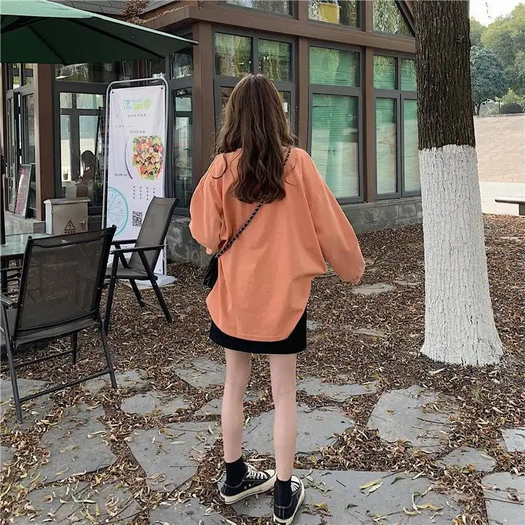 Cotton Loose Long Sleeved Top Women s Base T shirt