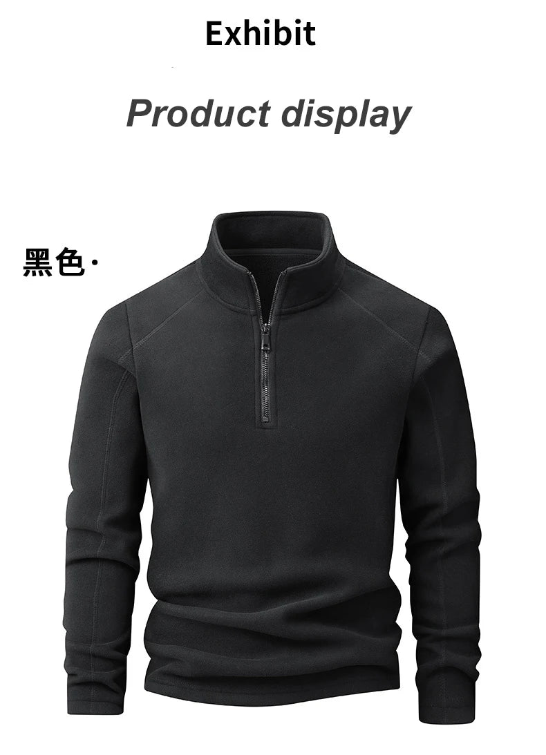 Plus Velvet Sweater Men s L 9XL Large Size Winter Polar Fleece Stand up Collar Half zipper Long