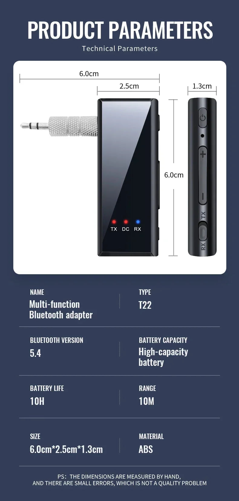 2-in-1 Bluetooth 5.4 audio-ontvanger, zender, stereomuziek, draadloze adapter