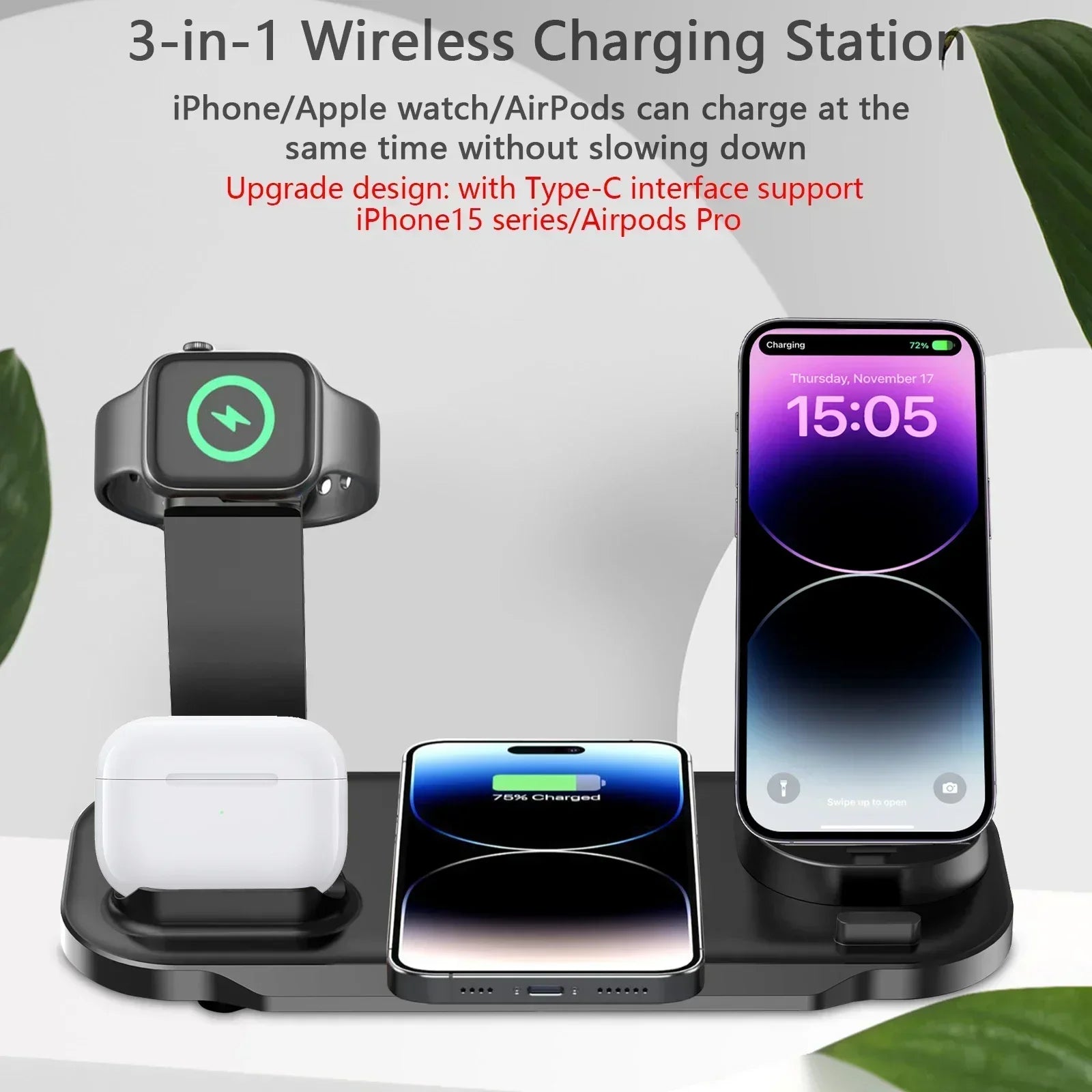 Multifunctionele draadloze opladerstandaard voor Samsung iPhone 16, 15, 14, 13 Pro Max