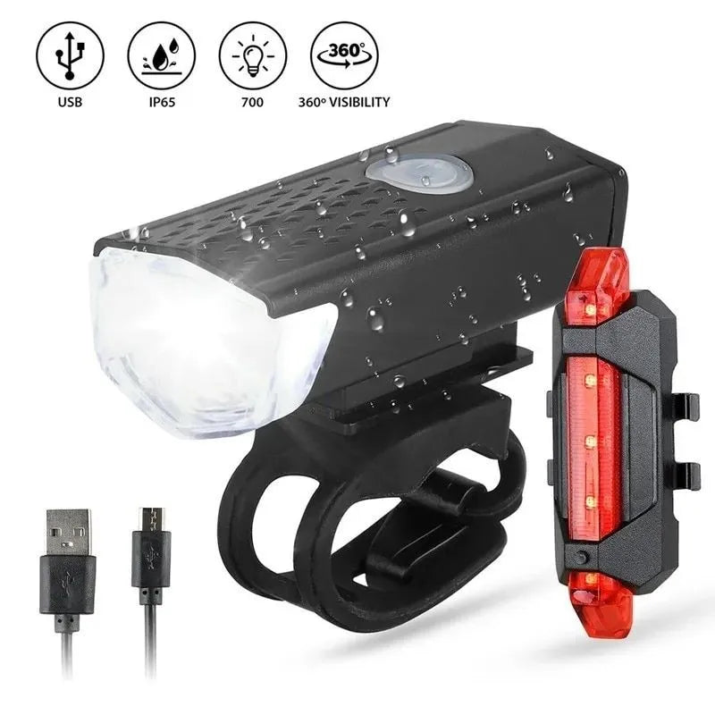 USB LED oplaadbare fietsverlichtingsset MTB racefiets voor- en achterkoplamp