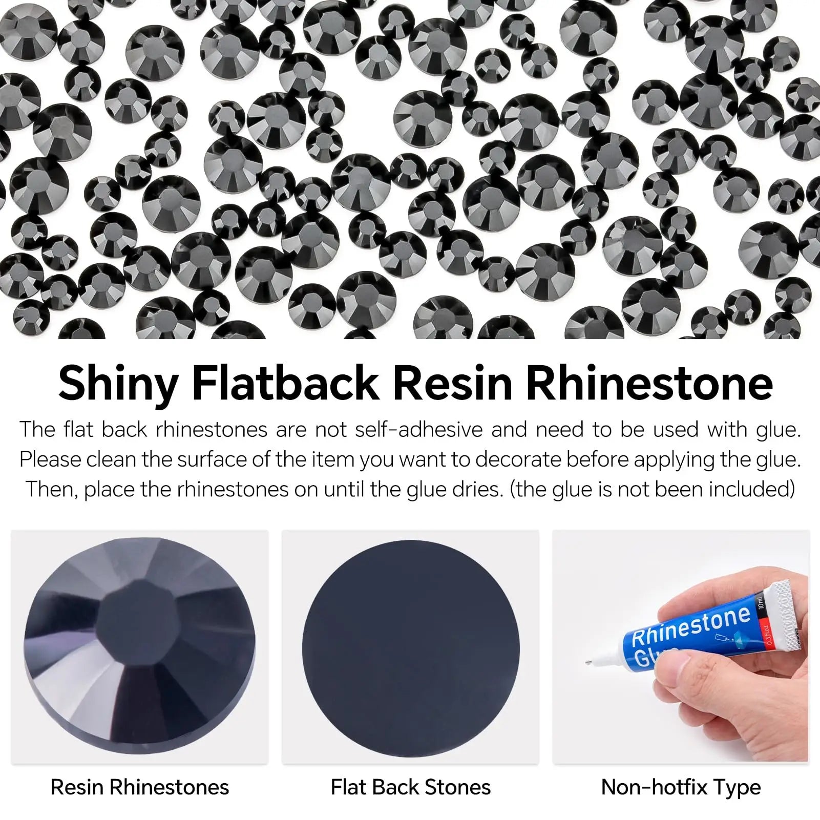 Black Series 2 5mm Wholesale Resin Rhinestones for Clothing Decoration Non