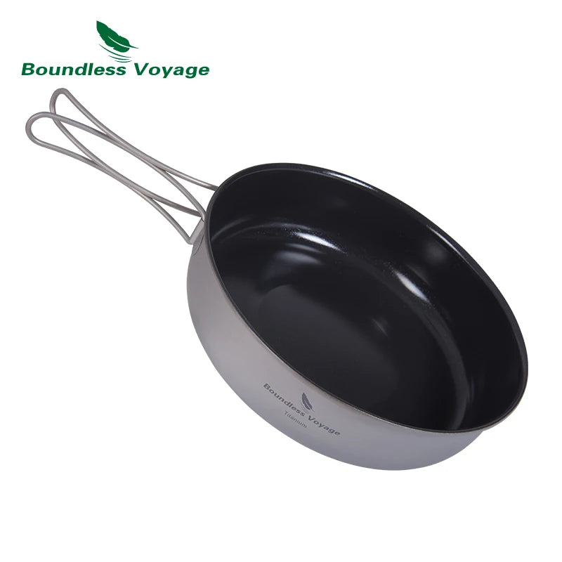 Boundless Voyage Non stick Frying Pan Titanium Skillet Camping Pan Outdoor