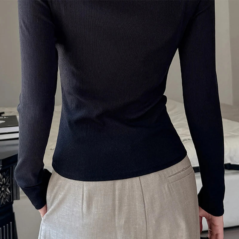 Slim Fit T-shirts met lange mouwen voor dames, sexy uitgeholde truien voor dames, lente