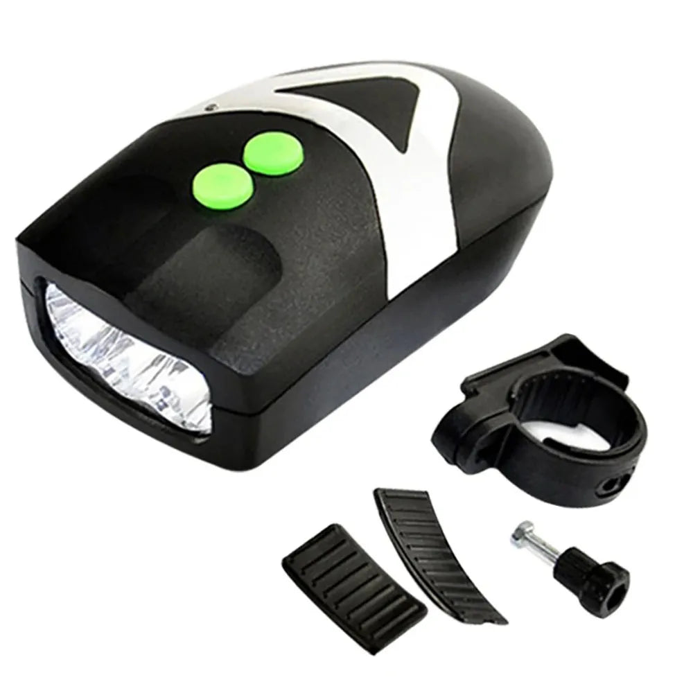 3 LED-fietskoplamp met claxonring, fietsveiligheidskoplampalarm