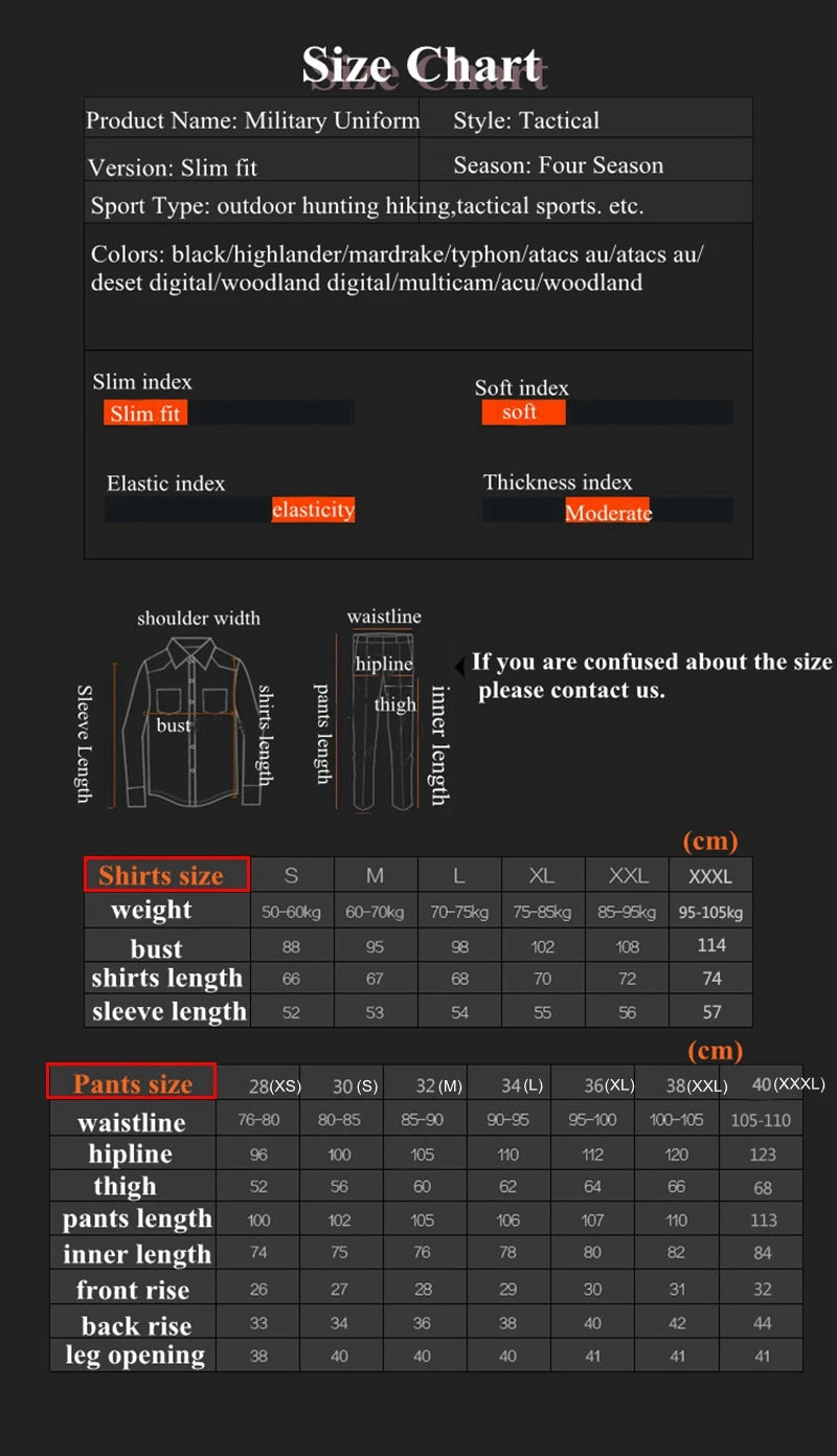 Tactical Camouflage Uniform Clothes Mens Outdoor Paintball Hunting Combat Shirt + Pants with Knee