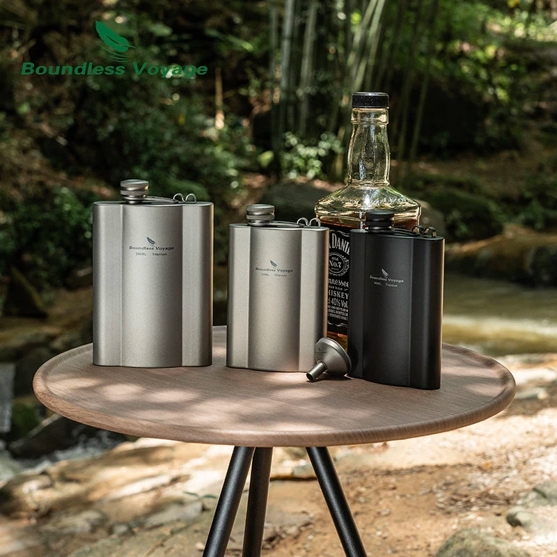 Фляжка Boundless Voyage Titanium Hip Flask 180 мл / 240 мл, ультралегкая, маленькая бутылка для ликера