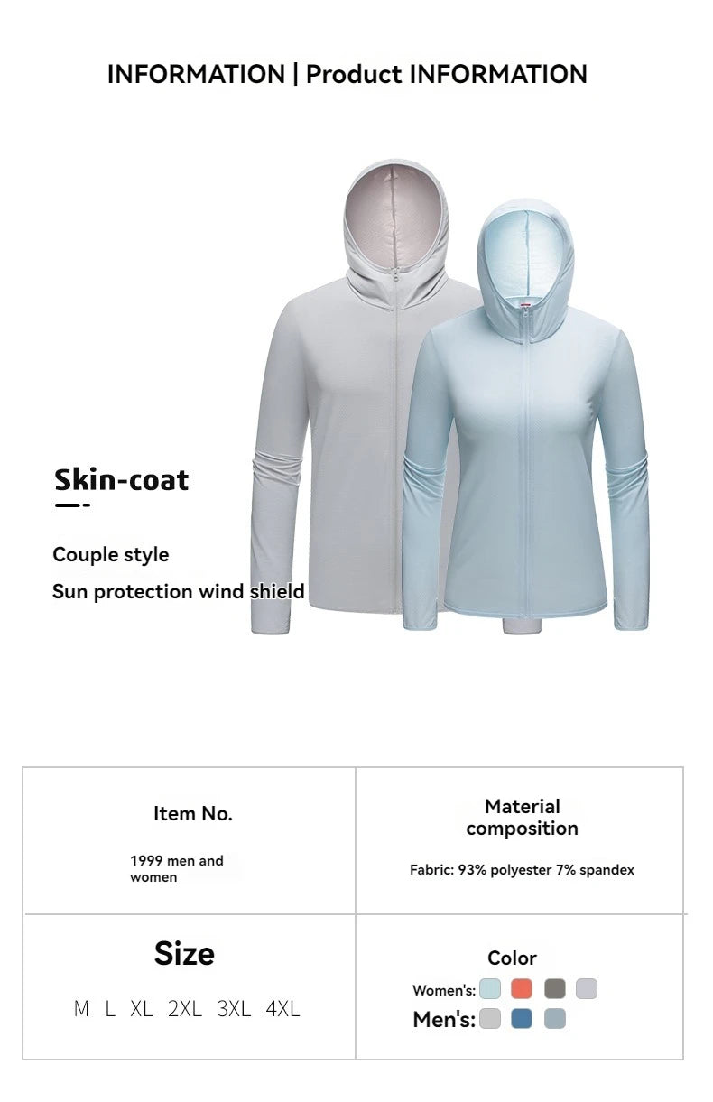 Ademende Ice Silk-zonnebrandkleding voor heren en dames, UV-bestendig, buitensporten