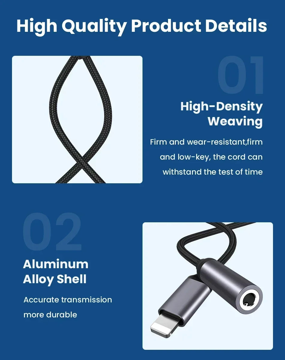 8-pins naar 3,5 mm transferconnector 3,5 mm hoofdtelefoonaansluiting conversiekabel hoofdtelefoon