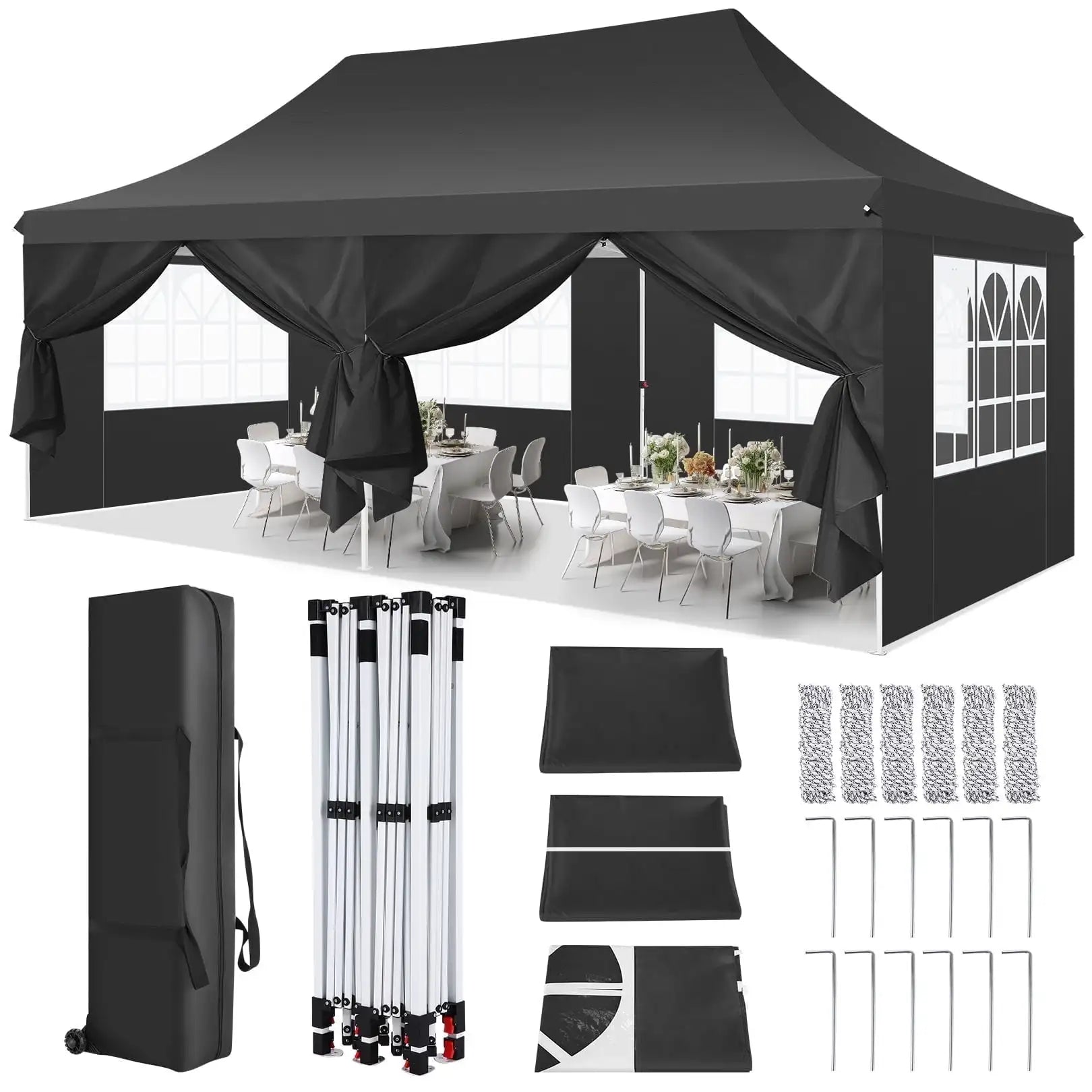 Pavilion Popup Gazebo 3x6m Waterproof Folding Gazebo Tent Party Tent with 4 Side