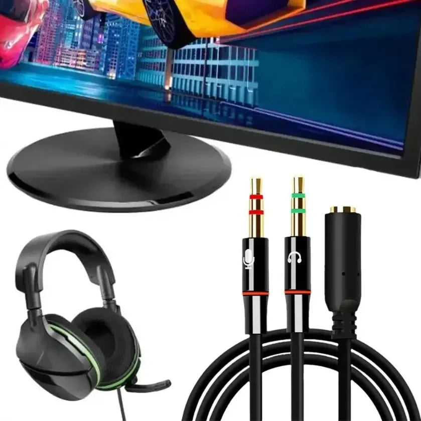 Hoofdtelefoon-microfoon-audioconverter-splitter voor computer 3,5 mm vrouwelijk naar