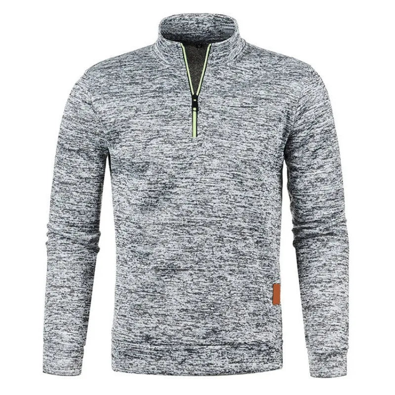 Autumn Men s Half Zipper Sweatshirts Long Sleeve Solid Color Pullover Turtleneck