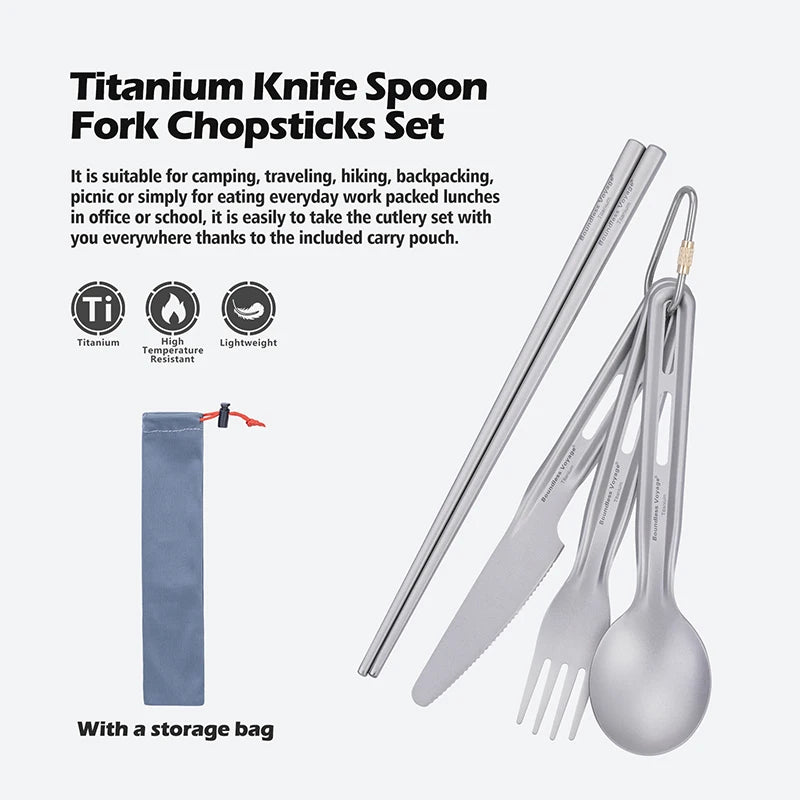 Boundless Voyage Camping Cutlery Set Titanium Knife Spoon Fork Chopsticks