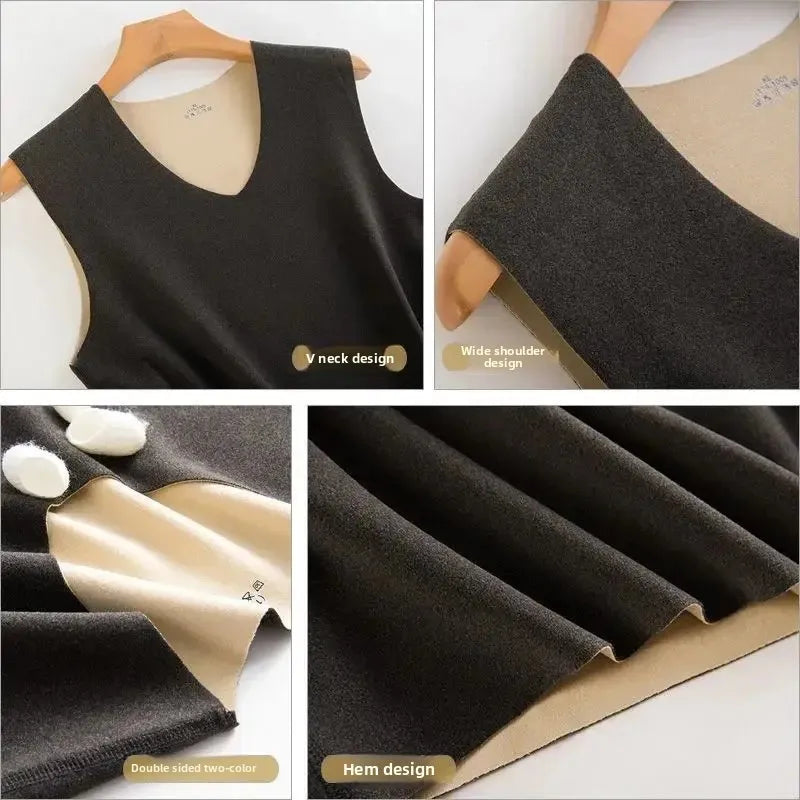 Heren thermisch dubbelzijdig fleece verdikt vest herfst winter naadloos warm