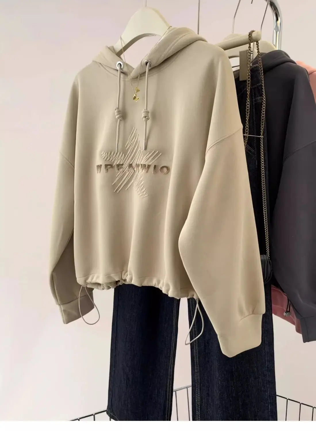 American Retro Hooded Sweatshirt Women in Spring and Autumn Design Feel Loose and Lazy Versatile Top