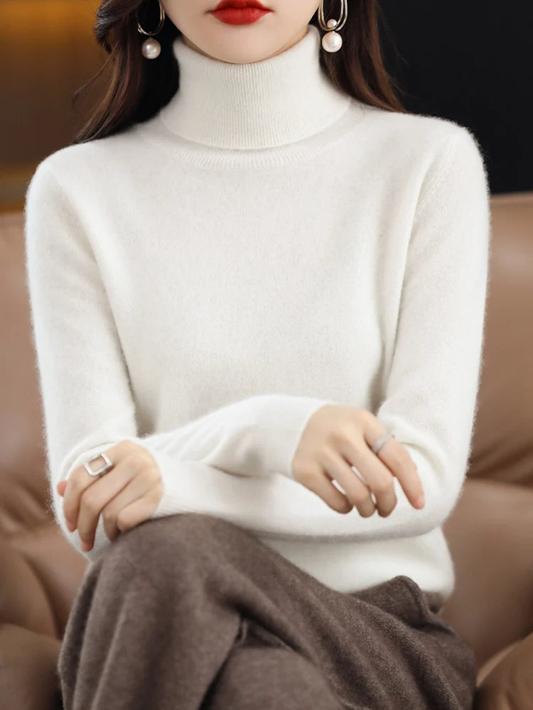 Женские кашемировые свитера с длинными рукавами, свободные женские водолазки, модные пуловеры