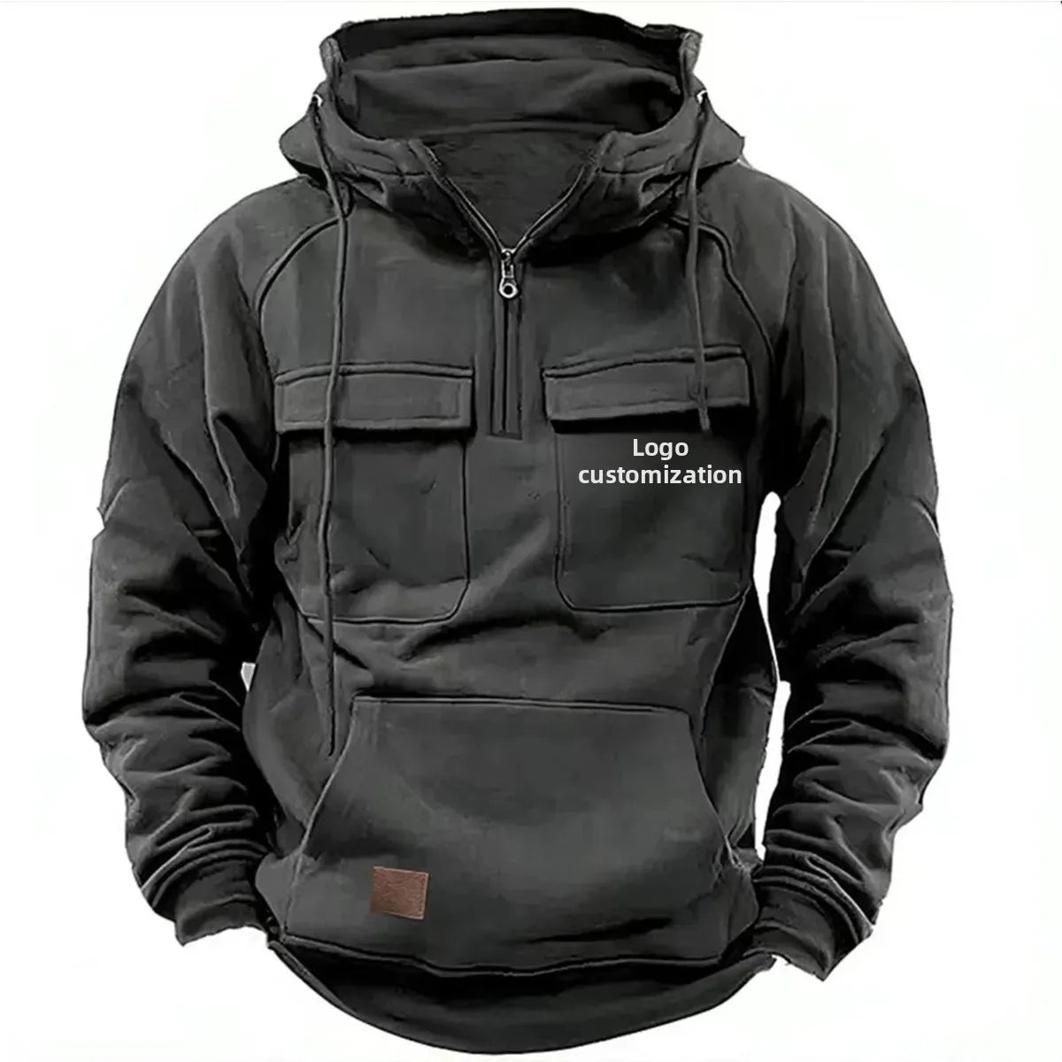 Men s Hoodie Sweatshirt Autumn Winter European Size Multi Pocket Customizable