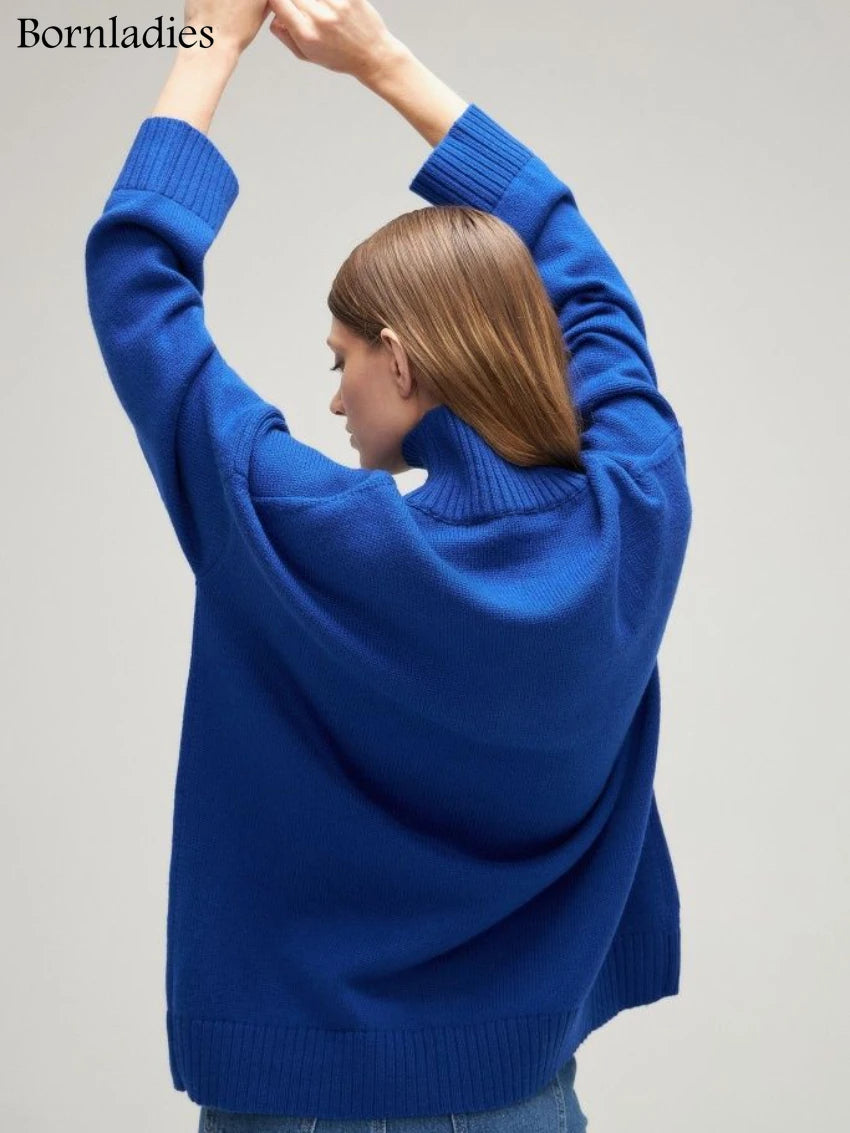 Bornladies Dames Turtleneck Trui Herfst Dikke Warme Trui Tops Winter