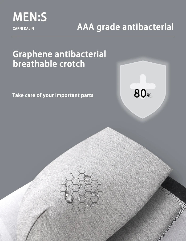 4-pack heren ondergoed met geometrische print, antibacterieel, ademend en comfortabel