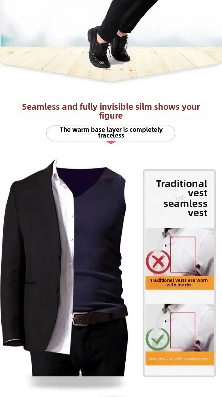 Heren thermisch dubbelzijdig fleece verdikt vest herfst winter naadloos warm