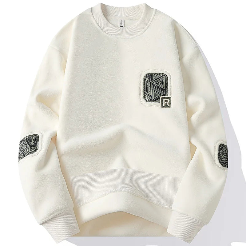 Men s Fashion Thick Hoodie Embroidery Pullover Fleece Lined Men s Winter Clothes