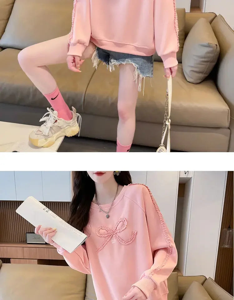 Dames Sweatshirt Los Groot Maat Ontwerp Eenvoudig Leeftijdsverminderend Afslankend Vleesbedekkende Trui Lang