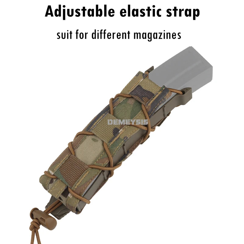 Tactical Pistol Magazine Pouch Fits MP5 MP7 .45 Single Open Top MOLLE 9mm Fast Mag Pouches