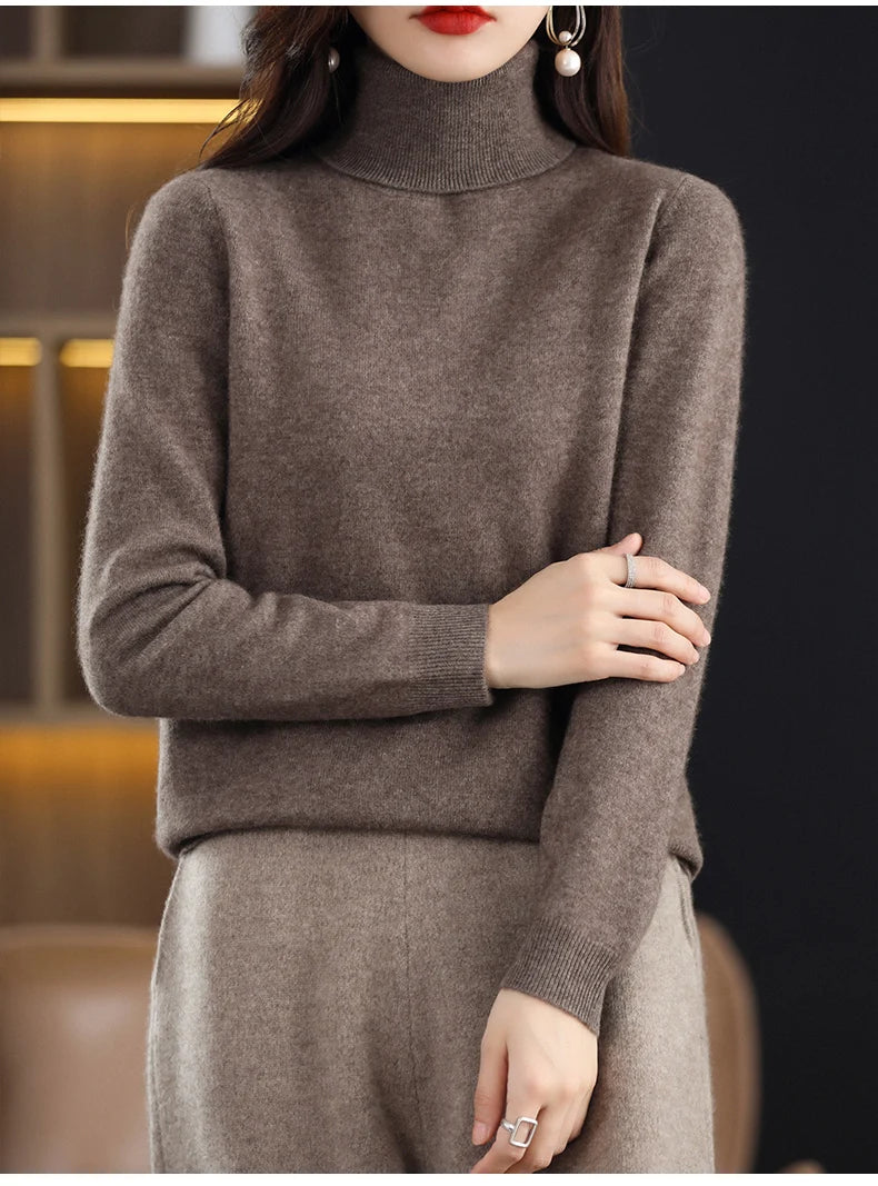 Женские кашемировые свитера с длинными рукавами, свободные женские водолазки, модные пуловеры