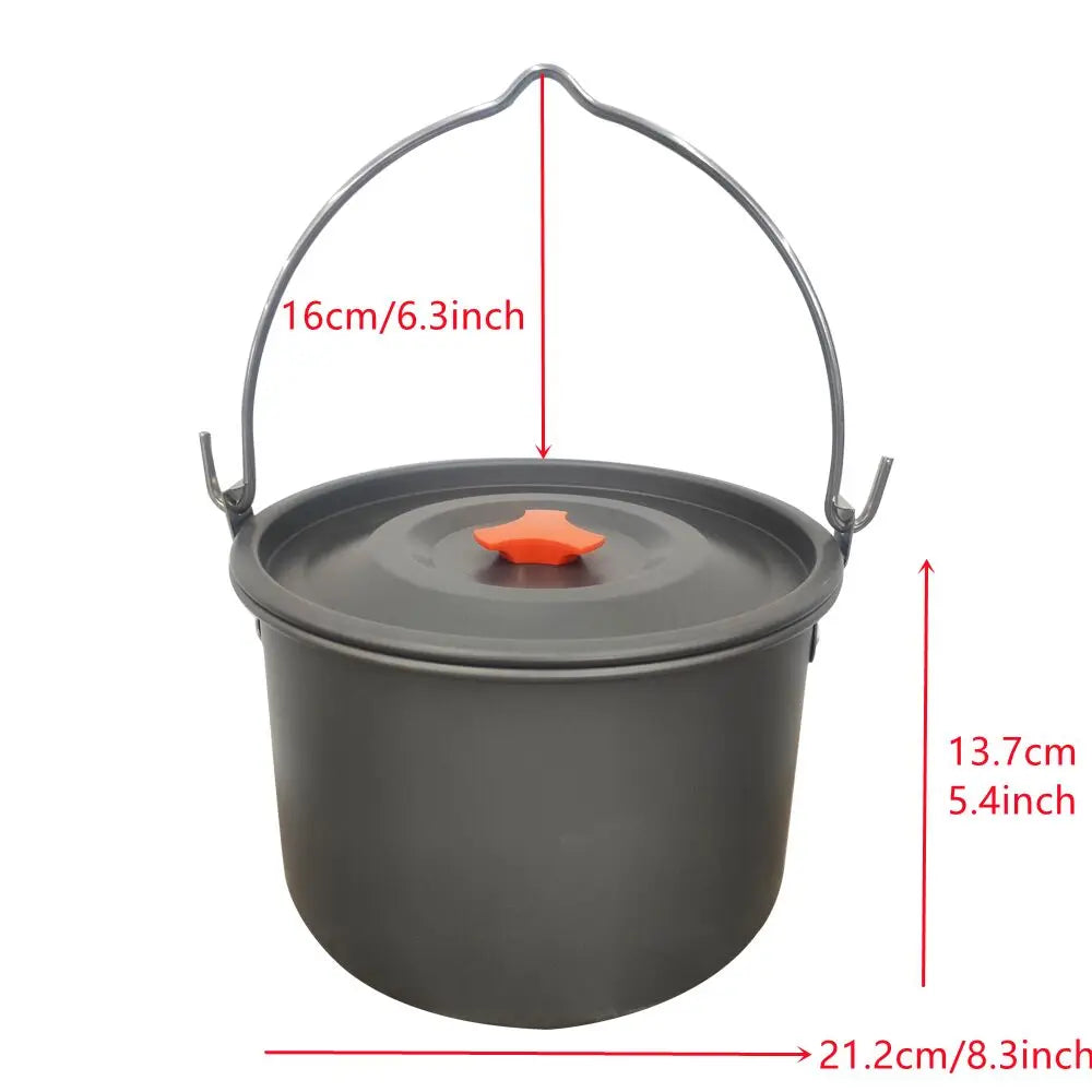 Outdoor Tableware Big Capacity Aluminum Alloy Camping Picnic Hanging Cookware