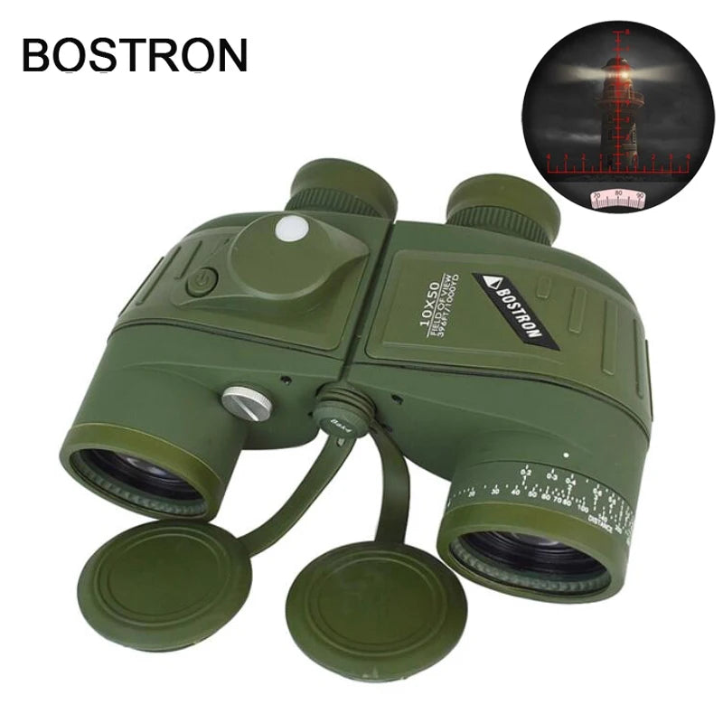 Binoculars 10x50 Marine Military Telescope Adults Waterproof With Rangefinder