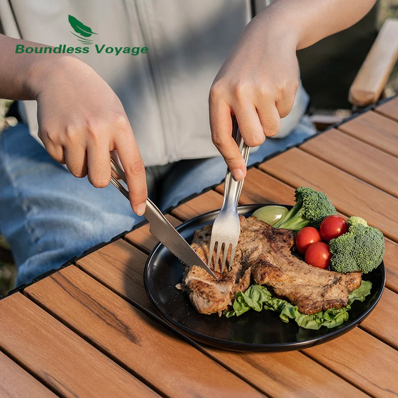 Boundless Voyage Camping Cutlery Set Titanium Knife Spoon Fork Chopsticks