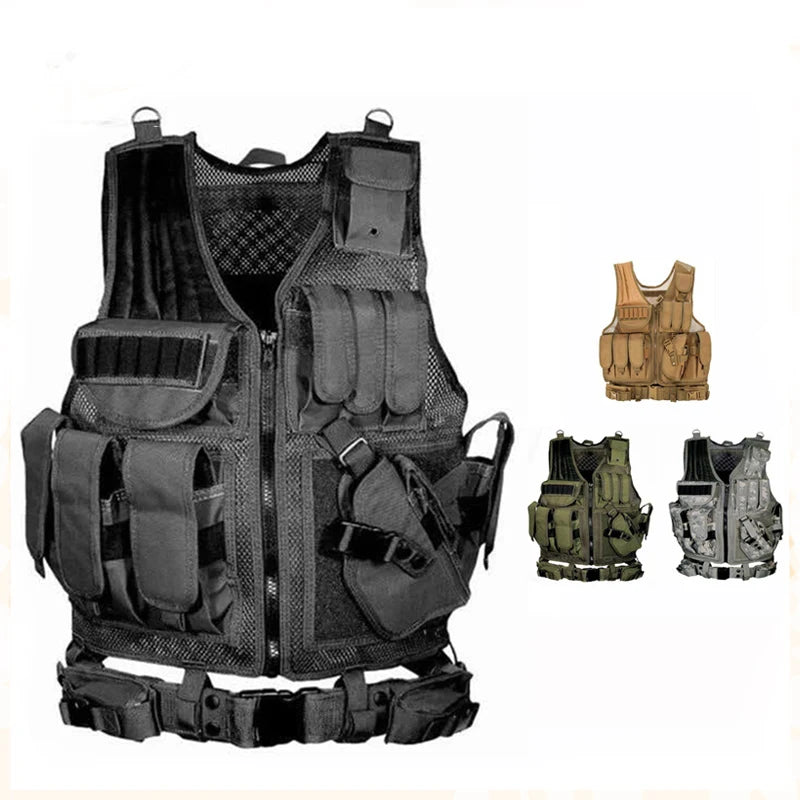 Adjustable Molle Tactical Vest Combat Body Armor Vests Security Guard Hunting