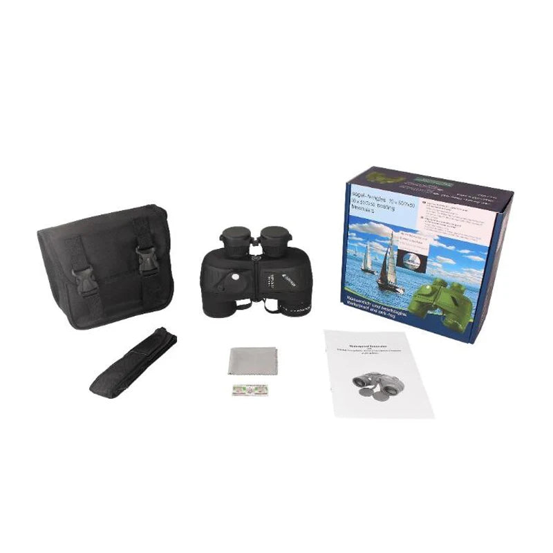 Binoculars 10x50 Marine Military Telescope Adults Waterproof With Rangefinder