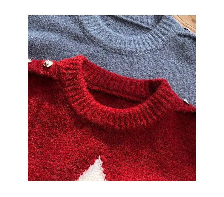 Kerstrode losse trui voor dames, herfst- en wintermode, gebreide top, dik