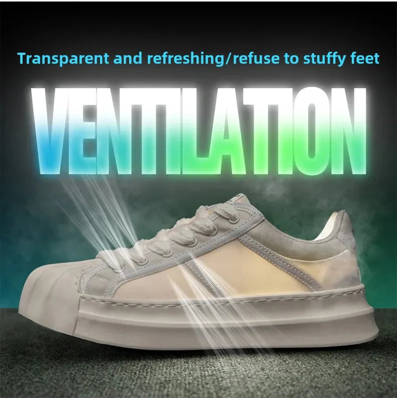 Casual Trendy Summer Shell Head Men s Shoes Breathable Niche Design Sensibility Sports White